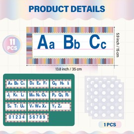 Janlaugh Alphabet Bulletin Board Strips Set Alphabet Line ABC Banner Number Border Posters Classroom Wall Decorations for Preschool Kindergarten Back to School Decor(Stripes)