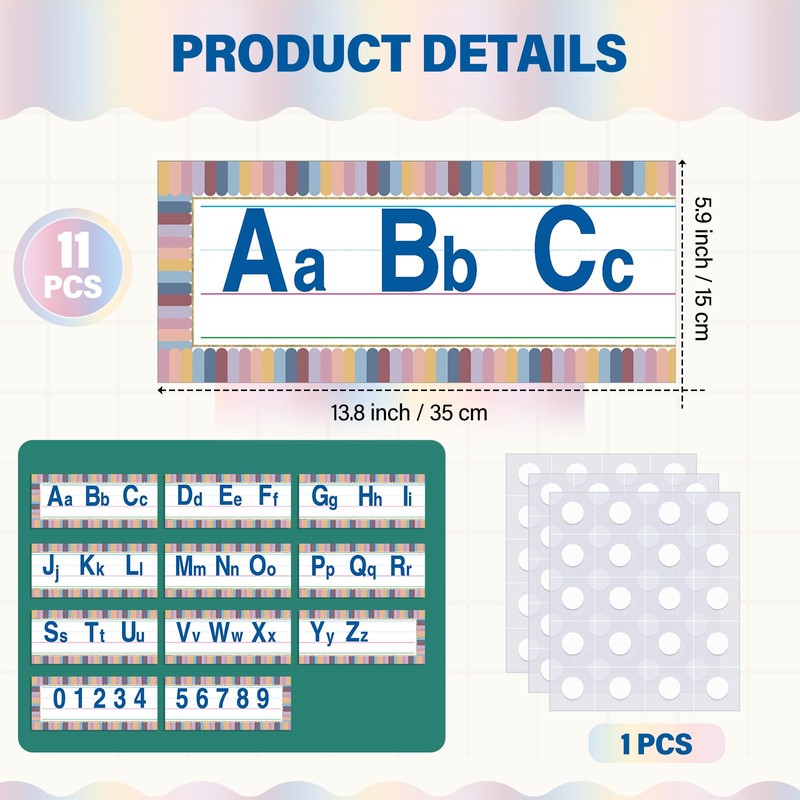 Janlaugh Alphabet Bulletin Board Strips Set Alphabet Line ABC Banner
