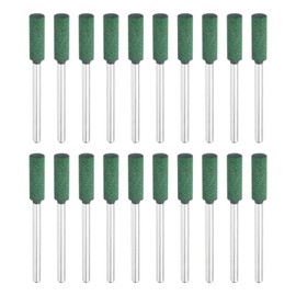 HARFINGTON 20pcs Rubber Polishing Bits, Rotary Buffing Bits with 5mm (3/16-inch) Mounted Cylindrical Head, 3mm (1/8-inch) Shank, for Metal, Jewelry, Stone, Rock Grinding, Green