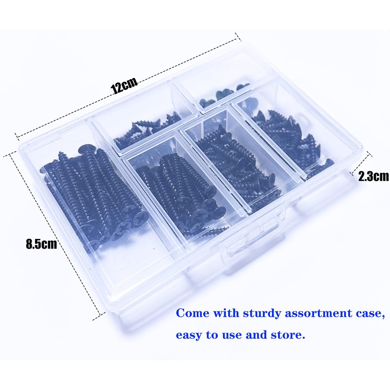 M4 Phillips Flat Head Self Tapping Screws,100 pcs Black M4