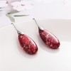 SELOVO Red Teardrop Stone Dangle Drop Fishhook Earrings Silver Tone