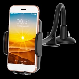 Long Arm Gooseneck Car Windshield Dashboard Phone Mount Universal Suction Cup Holder Clip Black Cell Phones Made China ModelMaterial: High-quality aluminum with reinforced durable plastic parts, Feature: 360° rotating adjustable phone mount for cars and 