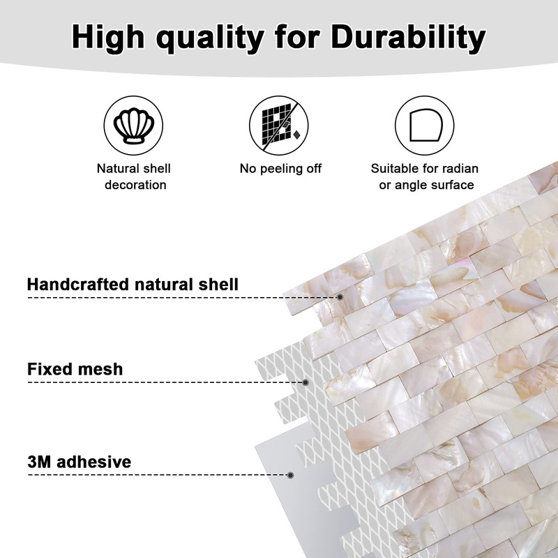 Reovatile 10 - Sheet Pearl Shells Tile Peel and Stick