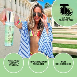 Elegant Sun Facial Tanning Bed Lotion, Outdoor or Indoor Facial Tanning Lotion for Tanning Beds or Daily Use, No DHA Bronzer. Natural Flawless Glow Peptide Facial Serum, Sheer Tinted Serum by Elegant Sun