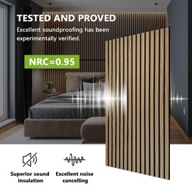 Noooza 2pcs Acoustic Panels, 3D Fluted Wood Absorbing Panels for Wall and Ceiling-Walnut