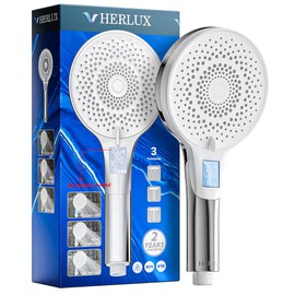 HERLUX High Pressure Shower Head- 3-mode Handheld ShowerHead- Removable & Adjustable Overhead Spray, Detachable Showerhead Set (Shower Head, Chrome)