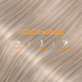 Easyouth Nano Bead Extensions, Real Hair, Blonde Extensions, Real Hair, Nano Ring, Ash Blonde and Yellow Blonde, Nano Loop, 40 cm, #18P613, 50 Pieces, 50 g