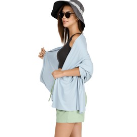 VENVSBEE Shawl Wraps For Women UPF 50+ UV Sun Protection Summer Shawl Lightweight Cooling Travel Scarf Beach Swimsuit Cover Up-02 Sky Blue