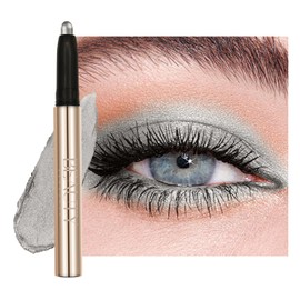 Metallic Eyeshadow Pencil, Lasting Shimmer Eyeshadow Stick,Highly Pigmented Waterproof Eyeliner Pencil, Create Glitter Eye Contour Makeup,Perfect Gifts for Women 01 Silver Shimmer