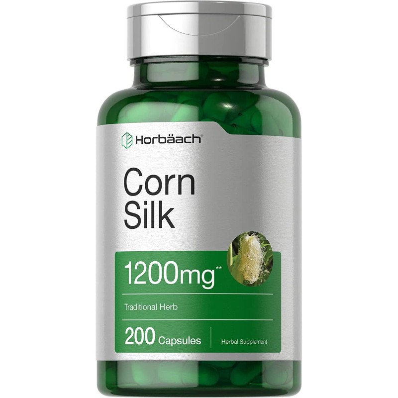 Horbäach Corn Silk Capsules 1200mg | 200 Pills | Non-GMO,