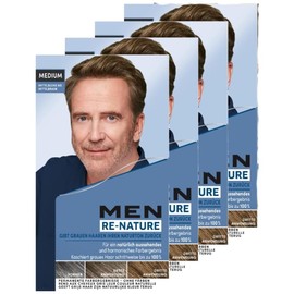 Men Perfect Re-Nature Men's Medium Blonde to Medium Brown (4 x 145 ml), Re-Pigmentation Cream, Restores Natural Hair Colour without Hair Dyeing and Gently Conceals Grey Hair