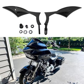 Rich Choices Black Motorcycle Handlebar Side Mirrors Rearview Blade Compatible with Harley Road King Street Glide Softail Sportster XL1200 Cruiser Bobber