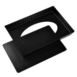 Makidar Special Shapes Fruit Tart Pan with Removable Loose Bottom Non-stick Carbon Steel (12 inch Rectangle)
