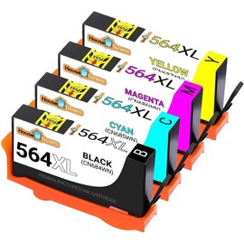 Houseoftoners Remanufactured for HP 564XL Ink Cartridge High Yield Replacment for HP 564XL PhotoSmart 7510 7515 7520 7525 B8500 B8550 B8553 B8558 C309-4-Pack (Multicolor)