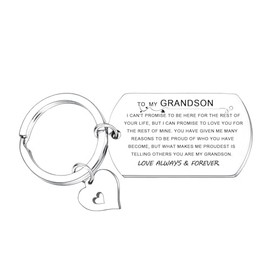 Nimteve To My Grandson Keychain Grandson Gifts from Grandma Grandpa Christmas Birthday Gifts for Grandson Inspirational Keyring for Grandson Graduation Gifts for Grandson