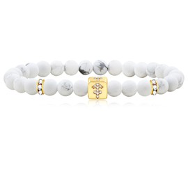 Oneress 6mm White Turquoise Zodiac Bracelets, Constellation Horoscope Bracelet for Women Gifts Zodiac Sign Beaded Bracelet SJYA4647 (Sagittarius)