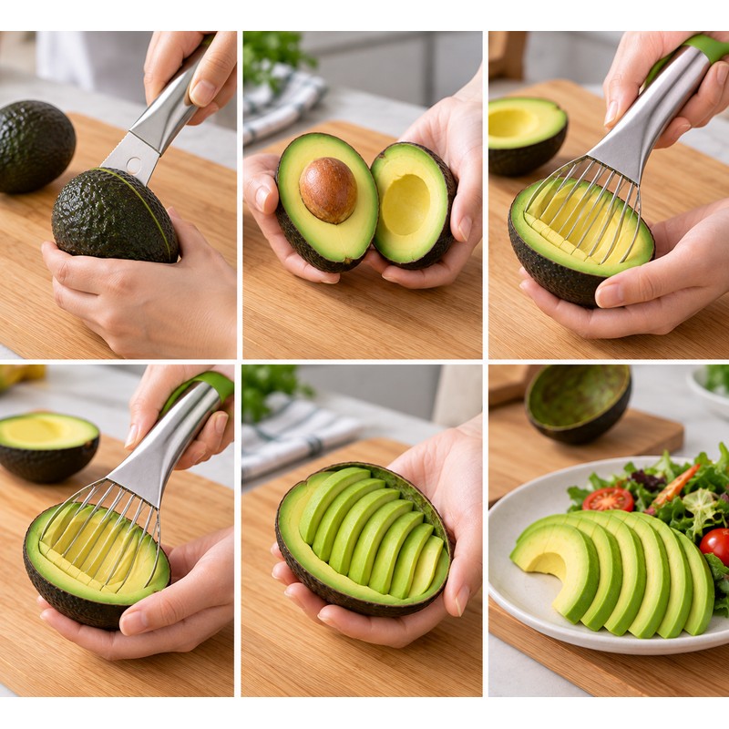 2-in-1 Stainless Steel Avocado Slicer for Fruit Prep – Easy