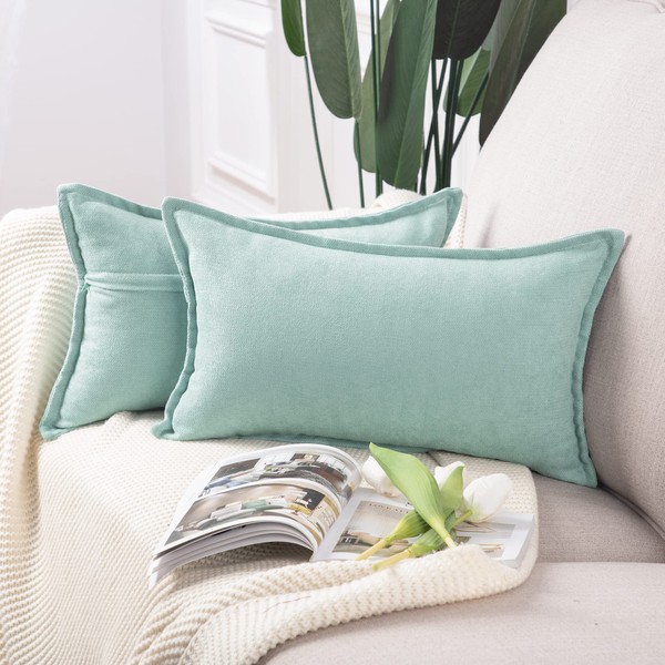 MADIZZ Set of 2 Short Chenille Throw Pillow Covers 12x20