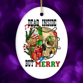 Collectible Skeleton Themed Ornaments (Dead Inside but Merry Ornament, Christmas Skull)