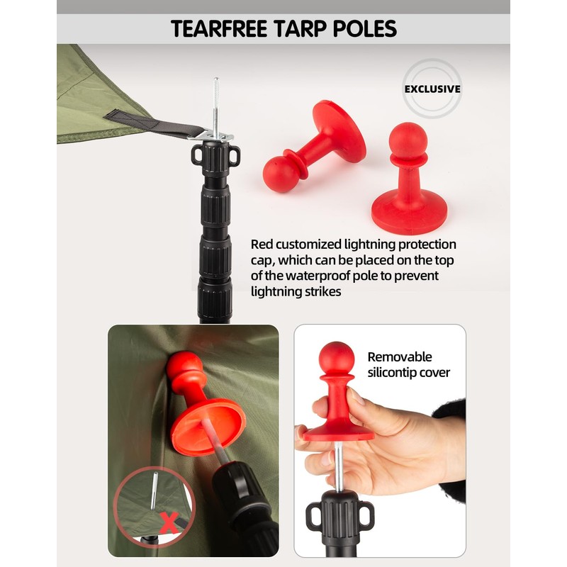 Tarp Poles Heavy Duty Adjustable, AVOFOREST Aviation Aluminum 8.7FT Tent