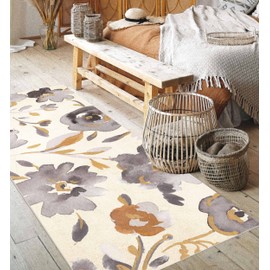 DEMDACO Floor Flair Collection, May Flowers in Charcoal Floral 2.5 x 7 Feet, Durable Waterproof & Stain Resistant Vinyl, Indoor Area Mat, Protective Floor Covering, Interior Home Décor