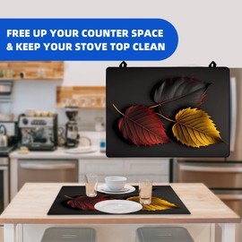 ONASCECY Electric Stove Cover 28" X 20"- Soft And Durable Rubber Glass Stove Top Protector, Easy Store And Clean Stove Top Protector Suitable For Electric Stove, Washer And Dryer (leaf)
