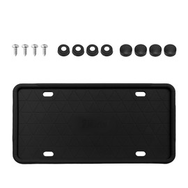 ZNDAW Silicone License Plate Frame, Rust-Proof Rattle-Proof Front Back License Plate Cover with Drainage Holes, Weather-Proof Car Plate Bracket Holder with Mounting Accessories (Black)