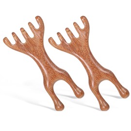 YBEATY 2 Pcs Manual Scalp Massager Sandalwood Forehead Massager Tool Five Claw Gua Sha Comb Multifunctional Handheld Meridians Acupoint Massage for Head Face Eye Nose Jaw and Neck