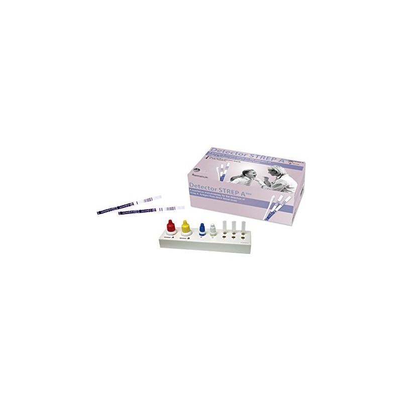 Detector Strep A Rapid Test Kit, Throat Swabs, CLIA Waived,