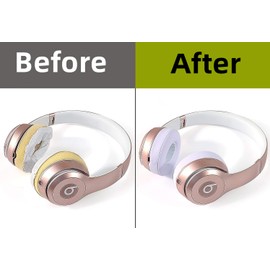 1 Pair Replacement Earpad for Beats Solo 2, Solo 3 Wireless Headphone, Replacement Ear Soft Leather Memory Foam Cushions Ear Pads Cushion Cover Foam Earpads (White)