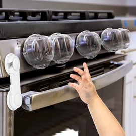 Child Safety Stove Knob Covers (5+1 Pack) – Universal Gas Stove & Oven Knob Safety Locks, Clear Heat Resistant Childproof Covers for Kids and Pets