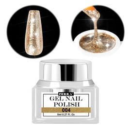NXJ INFILILA Glitter Gel Nail Polish, Gold Gel Polish Reflective Shimmer Gold Gel Liner for Nail Art Design Holographic Sparkle Long-lasting Nail Art Salon DIY at Home 8ml