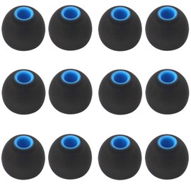 BLLQ 12PCS Medium Size Replacement Ear Tips Earbuds Eartips Ear Cap Ear Bud Tip Compatible with Sony WF-1000XM4,Powerbeats Pro, BeatsX & Other Inner Hole 3.8mm Earbud in-Ear Headphones,Black-Blue,M