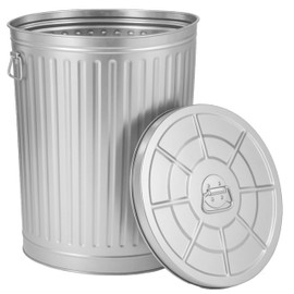 Gardenised Round Galvanized Steel 17 Gallon Trash Can with Lid and Handles Durable Metal Storage Bucket for Backyard Lawn Garden and Yard Use Weather-Resistant Garbage Can for Indoor and Outdoor