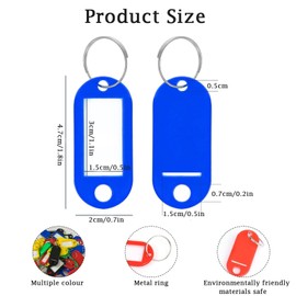 DDUP Key Tags, Pack of 50 Key Tags with Labels Key Fobs ID Plastic Key Tags Key Labels with Split Rings, Key Rings with Tags for Luggage, Pet Name,Office Memory Stick Tags -10 Colors