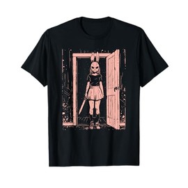 Creepy Girl Bunny Mask Slasher Pastel Goth Anime Horror T-Shirt