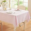 meioro Striped Tassel Table Cloth Square Kitchen Tablecloth, Pink, 90×90cm