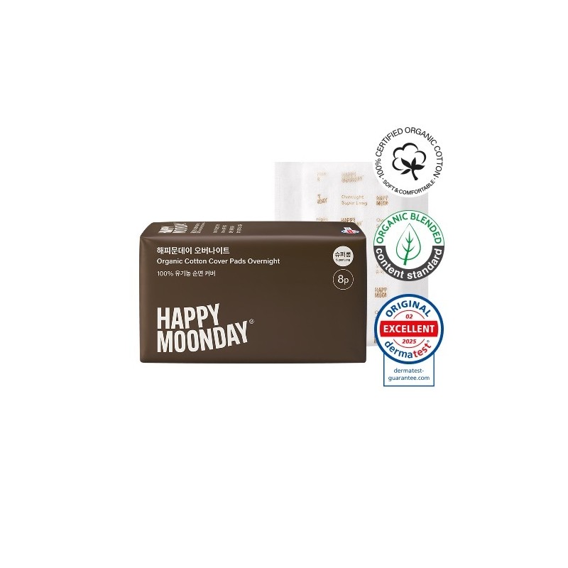 HappyMoonday Organic Cotton Cover Pads - Super Long 8P