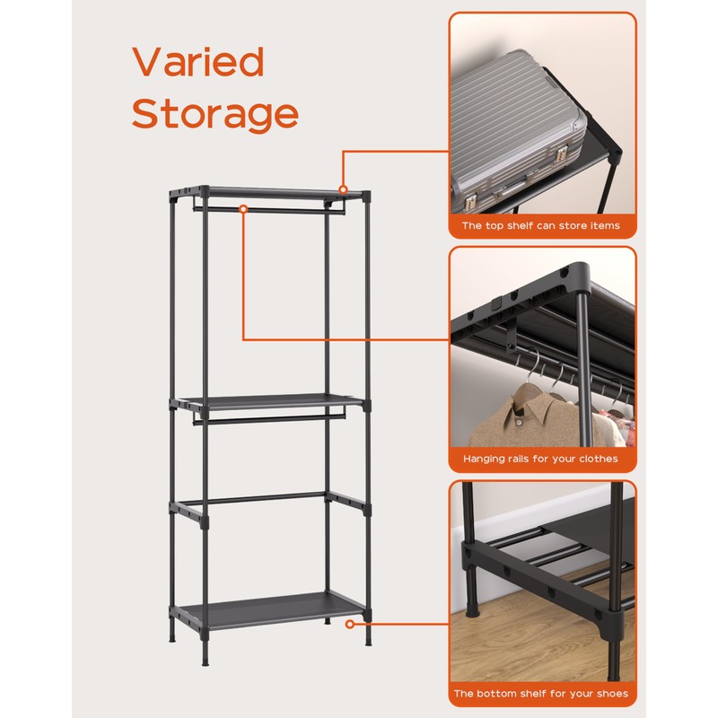 CASAMAYA Clothes Rack, Portable Closet, 27.6 Inch Wardrobe Closet, Clothes