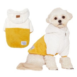FLOT Designer Dog Fluffy Fleece Anorak Hoodie Zipper Sweater Jacket Coat Premium Materials Tailored Fit Designed and Made in Korea (Yellow) Medium