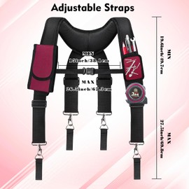 UMYLOV Tool Belt Suspenders with Magnetic Wristband(Red)