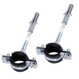 SKIR'CO (Pack of 2 pcs) Pipe Brackets with Black Rubber Lining for Ø 20-25 mm Pipes, for Wall and Ceiling Mounting (2 pcs)