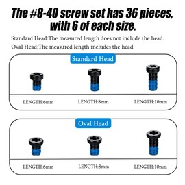 37 Pcs #8-40 Gunsmithing Screws (Standard & Oval Head, Length 6,8,10mm)