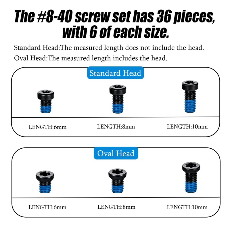37 Pcs #8-40 Gunsmithing Screws (Standard & Oval Head, Length