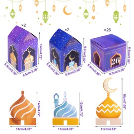 Homgaty Ramadan Advent Calendar, 30 Days Eid Mubarak Countdown Calendar Decorations DIY Refillable Ramadan Advent Gift Box Ramadan Mubarak Cardboard Number Gift Boxes for Eid Ramadan Party Supplies