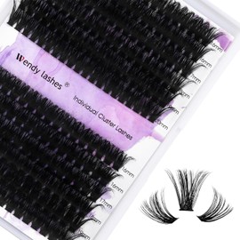 DIY Lash Clusters for Eyelash Extensions: Ultra-light, Natural, Fluffy, Manga, Wispy, Waterproof, Anime, Manga, Cat Eye, D Curl, 16-20mm Mixed, 60/80D, Wendy Lashes, 0125