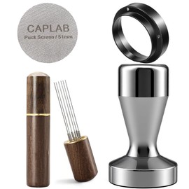 51mm Espresso Accessories Kit, Espresso Tamper Set with WDT Tool, Coffee Tamper, Puck Screen, Dosing Funnel, Espresso Machine Accessories Kit, Barista Tools Fits 51mm Portafilters