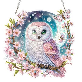 DOMROM Owl Diamond Art Hanging Kit for Adult, Special Shaped Rhinestone, DIY Acrylic 5D Diamond Art Painting Window Pendants, Home Wall Art Hanging Kits, Double Sided Hanging Ornament