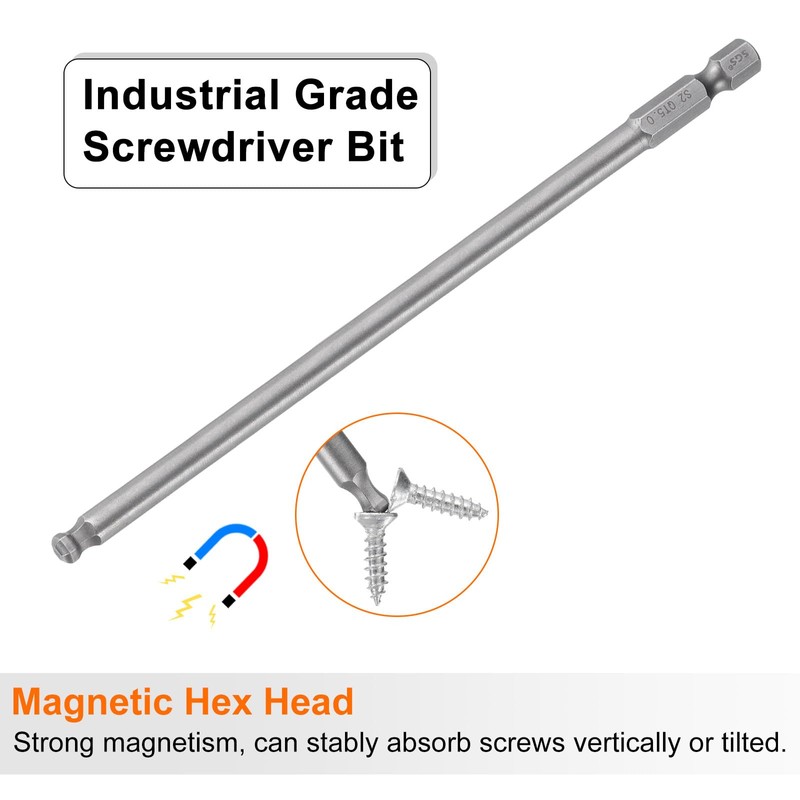 sourcing map 4pcs Ball End Hex Screwdriver Bit 5mm (H5.0)