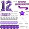 yujiaonly 12nd Birthday Party Decorations Purple Happy Birthday Paper Banner